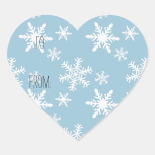 Etiqueta de regalo Blue White Snowflakes