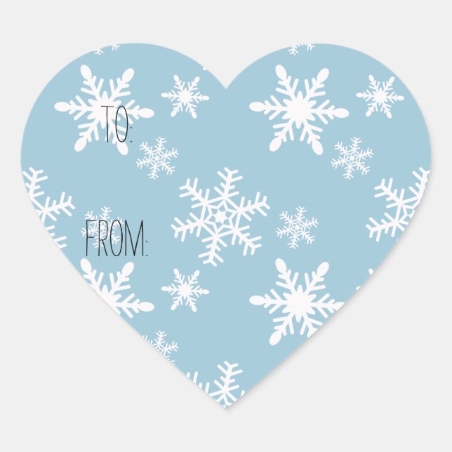 Etiqueta de regalo Blue White Snowflakes (Anverso)