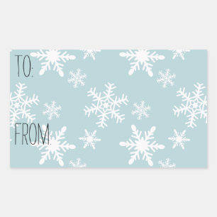 Etiqueta de regalo Blue White Snowflakes