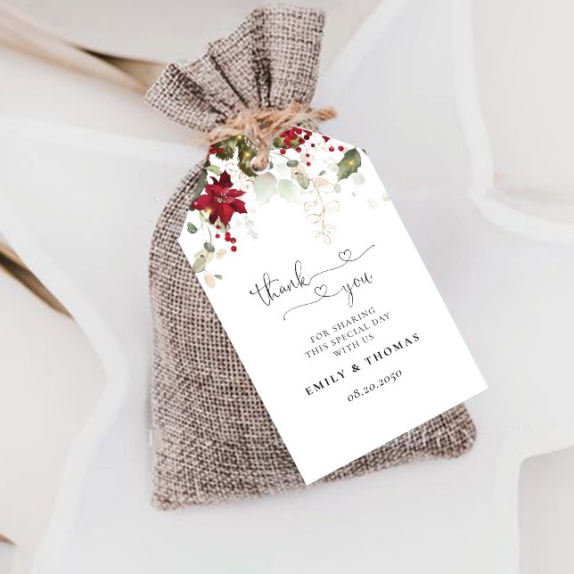 Etiqueta de regalo Boda de la Poinsettia Roja para (Subido por el creador)