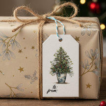 Etiqueta de regalo botánico de invierno elegante c