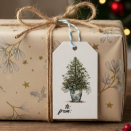 Etiqueta de regalo botánico de invierno elegante c