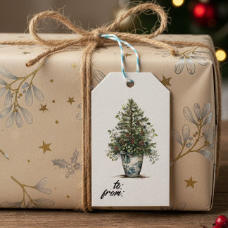 Etiqueta de regalo botánico de invierno elegante c