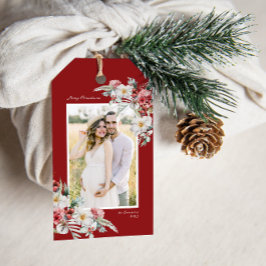 Etiqueta de regalo botánico para Navidades de foto