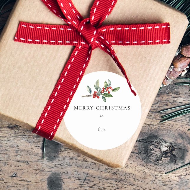 Etiqueta de regalo botánico para Navidades simples (Subido por el creador)