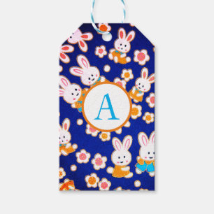 Etiqueta de regalo BUNNIES Y FLORES JAPONESES DIY