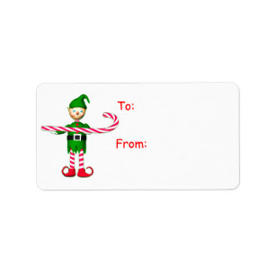 Etiqueta de regalo Candy Cane Elf para navidades
