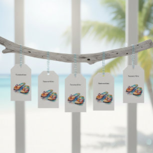 Etiqueta de Regalo Chanclas Arcoíris Acuarela de V