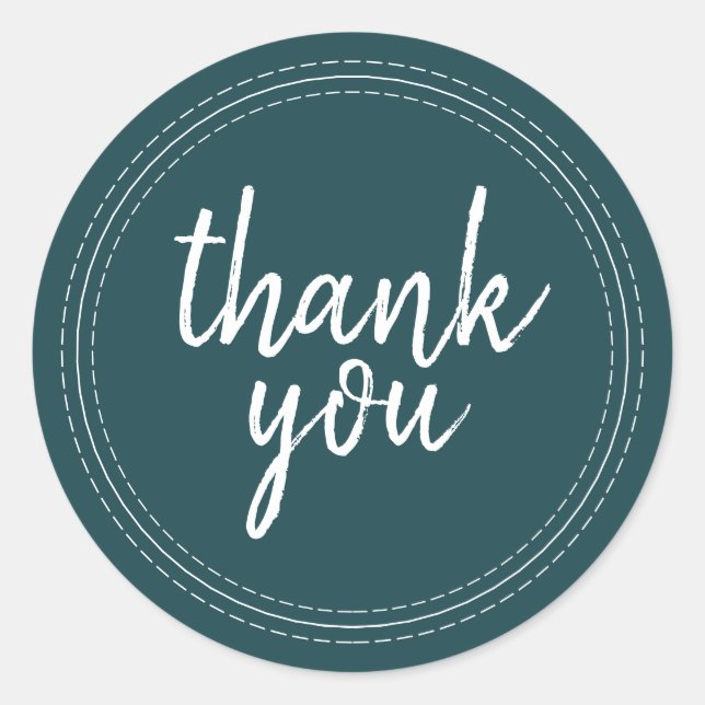 Etiqueta de regalo Chic Script Deep Teal Thank You (Anverso)