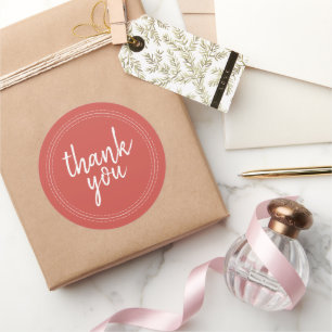 Etiqueta de regalo Chic Script Warm Red Thank You