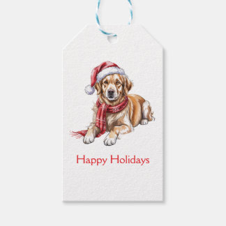 Etiqueta de regalo clásica de Labrador de Navidad