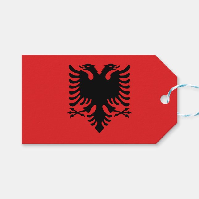 Etiqueta de regalo con bandera de Albania (Frente (Horizontal))