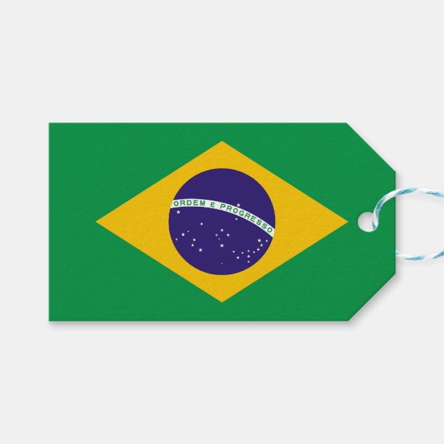 Etiqueta de regalo con bandera de Brasil (Frente (Horizontal))