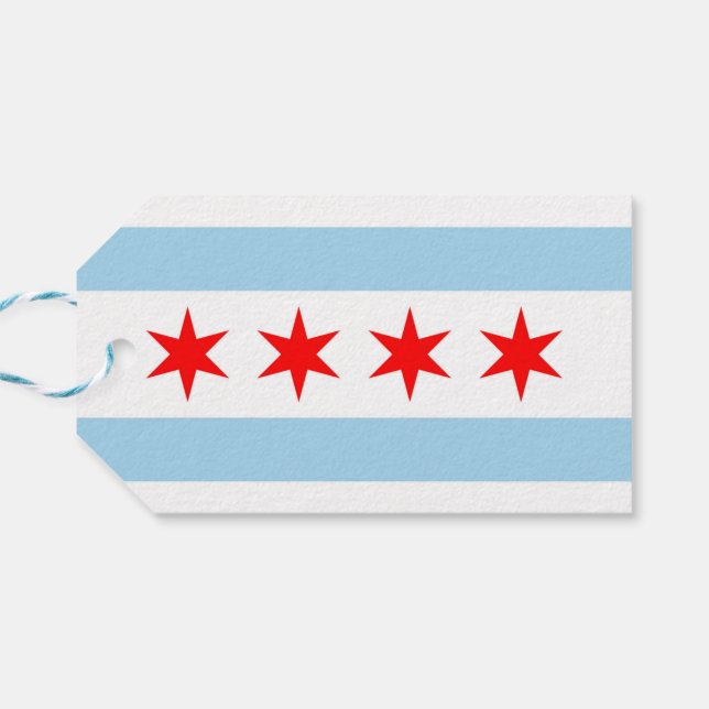 Etiqueta de regalo con bandera de Chicago City, Es (Reverso Horizontal)