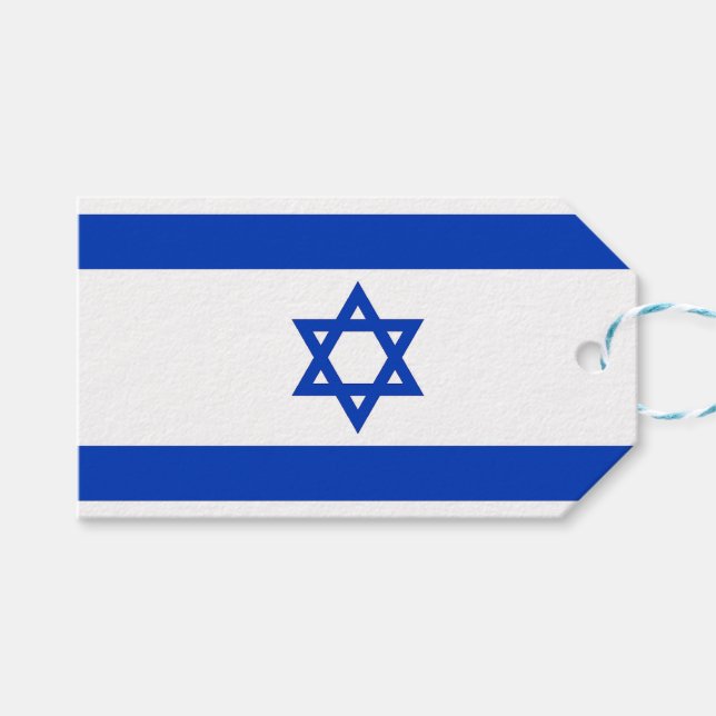 Etiqueta de regalo con bandera de Israel (Frente (Horizontal))