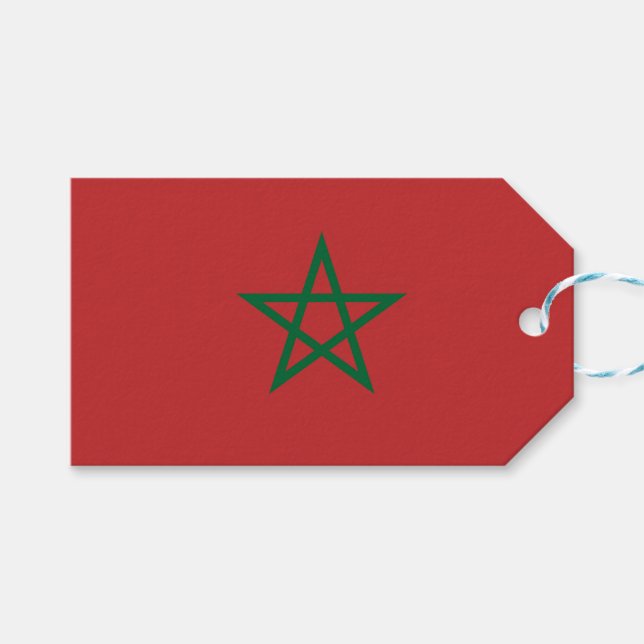 Etiqueta de regalo con bandera de Marruecos (Frente (Horizontal))