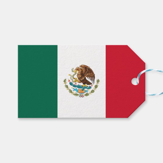 Etiqueta de regalo con bandera de México (Frente (Horizontal))