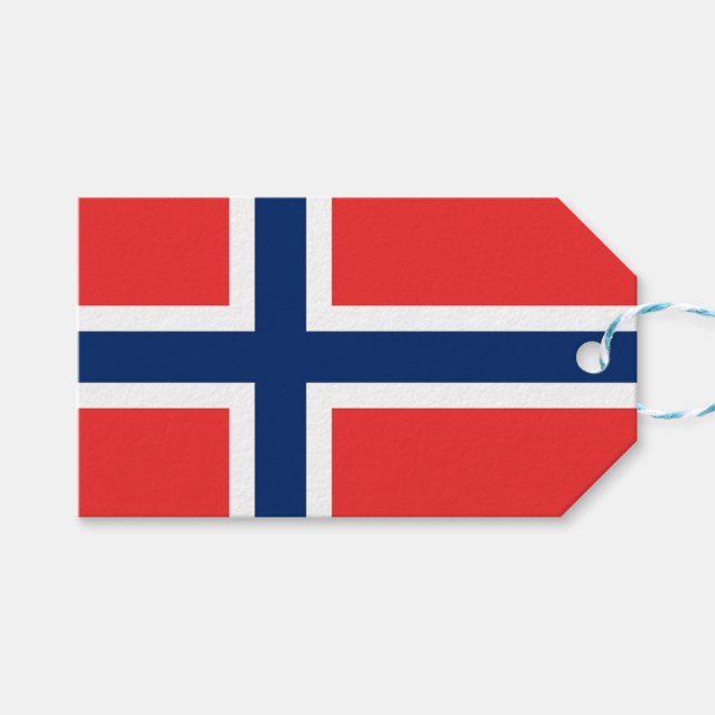 Etiqueta de regalo con bandera de Noruega (Frente (Horizontal))