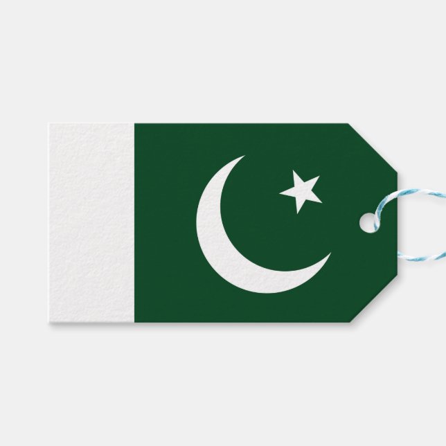 Etiqueta de regalo con bandera de Pakistán (Frente (Horizontal))