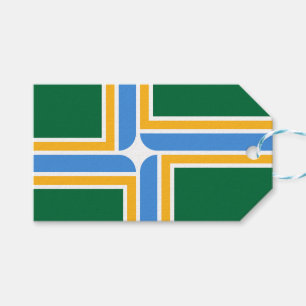 Etiqueta de regalo con bandera de Portland City, E