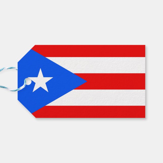 Etiqueta de regalo con bandera de Puerto Rico, Est (Reverso Horizontal)