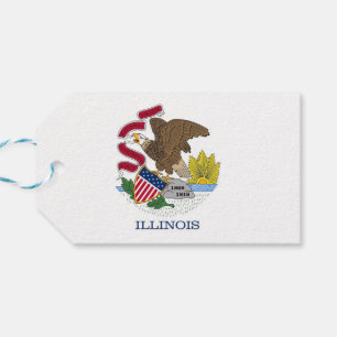 Etiqueta de regalo con bandera del estado de Illin