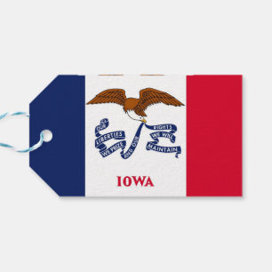 Etiqueta de regalo con bandera del estado de Iowa,