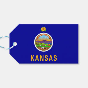 Etiqueta de regalo con bandera del estado de Kansa