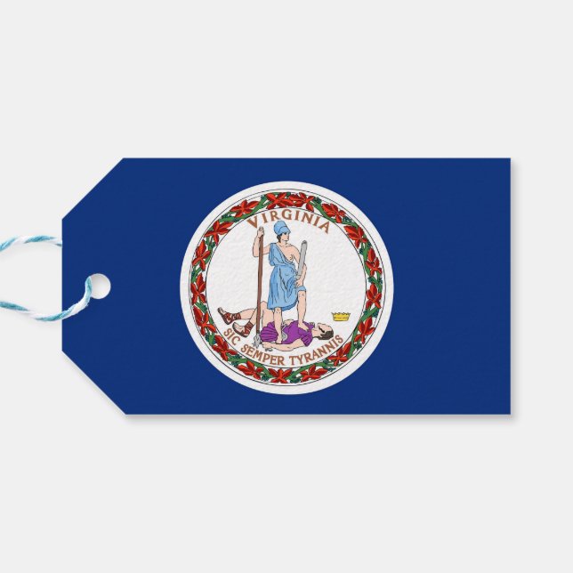 Etiqueta de regalo con bandera del estado de Virgi (Reverso Horizontal)