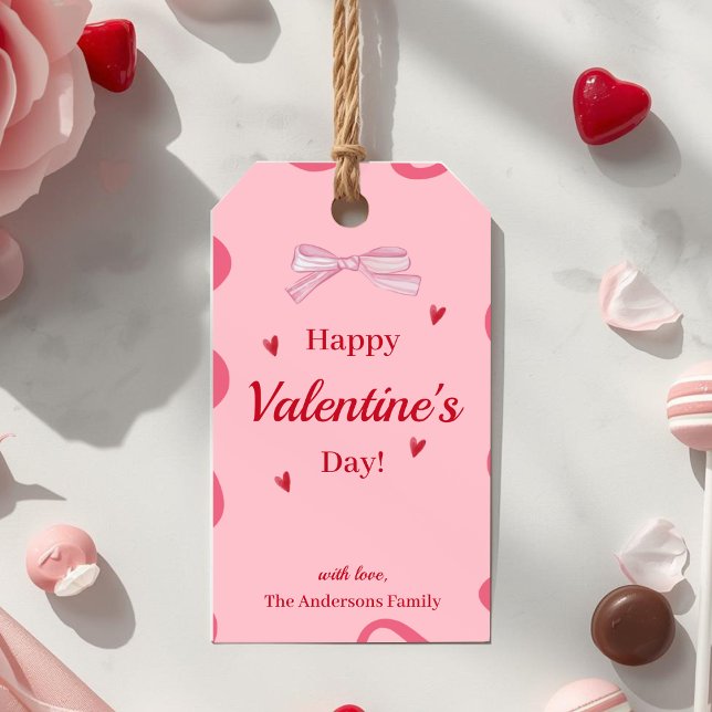 Etiqueta de regalo con cinta rosa para San Valentí (Subido por el creador)