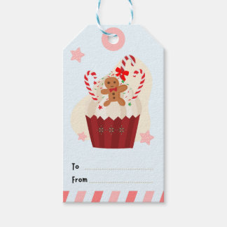 Etiqueta de Regalo con Cupcake de Jengibre Navideñ