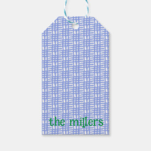 Etiqueta de regalo con estampado azul