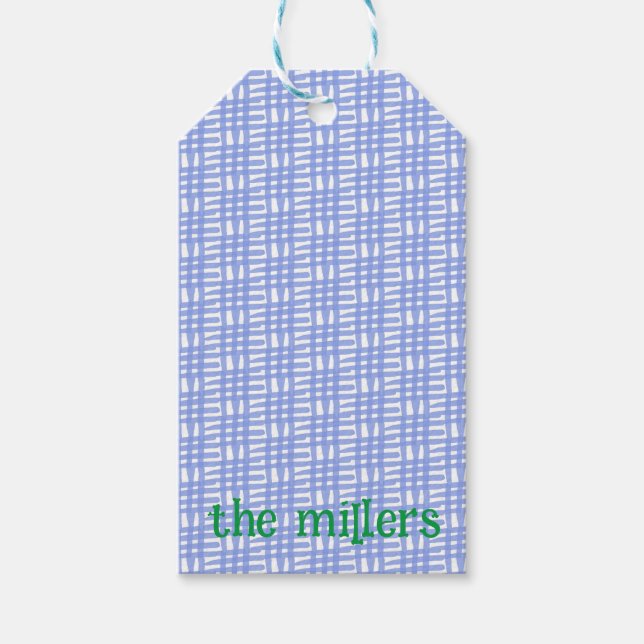 Etiqueta de regalo con estampado azul (Anverso)