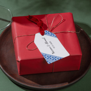 Etiqueta de regalo con estampado Tatreez palestino