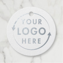 Etiqueta de regalo con logotipo en hoja de plata
