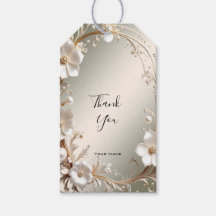 Etiqueta de regalo con marco floral blanco ornamen