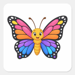 Etiqueta de regalo con mariposa de arcoíris brilla