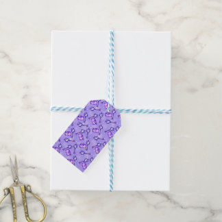 Etiqueta de regalo con patrón de cartas de amor y 
