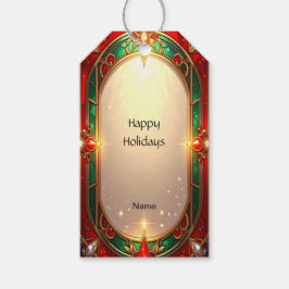 Etiqueta de regalo con patrón de vidrio emplomado