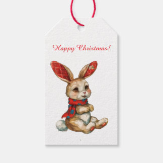 ETIQUETA DE REGALO CONEJO DE NAVIDAD RETRO