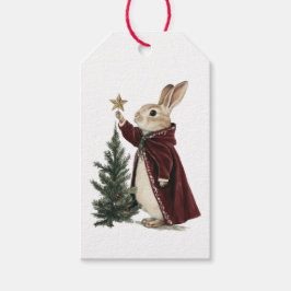 ETIQUETA DE REGALO CONEJO Y ÁRBOL DE NAVIDAD