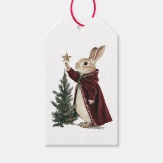 ETIQUETA DE REGALO CONEJO Y ÁRBOL DE NAVIDAD