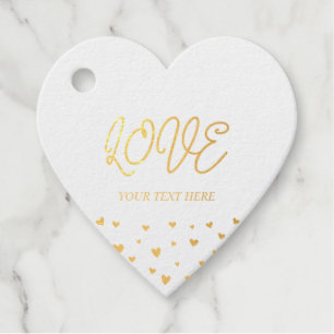 Etiqueta de regalo corazones de papel de oro día d