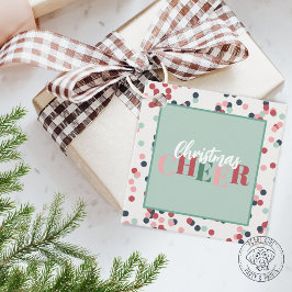 Etiqueta de regalo cuadrada de Navidad con confeti