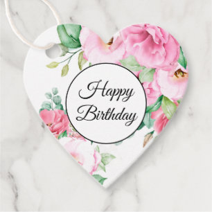 Etiqueta de Regalo Cumpleaños Floral Rosa