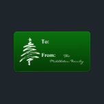 Etiqueta de regalo de 1.25" x 2.75" de color blanc<br><div class="desc">Esta Moda personalizada de 1.25" x 2.75" y la etiqueta de regalo de los Navidades de árbol XMAS en color verde de moda es a la vez moderna y de moda. Éstos se imprimen en etiquetas Avery® utilizando una impresora a fondo de la tecnología de impresión a todo color. Impreso...</div>