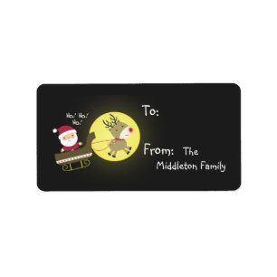 Etiqueta de regalo de 1.25" x 2.75" de Santa Rudol