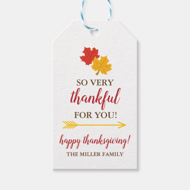 Etiqueta de regalo de Acción de Gracias - Gracias  (Anverso)