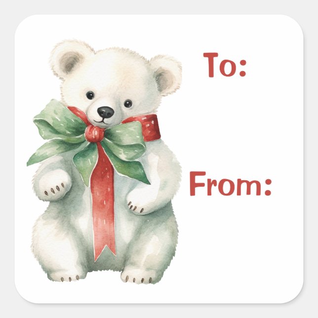 Etiqueta de regalo de acuarela para animales de os (Anverso)