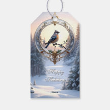Etiqueta de regalo de adorno de Navidad con pájaro